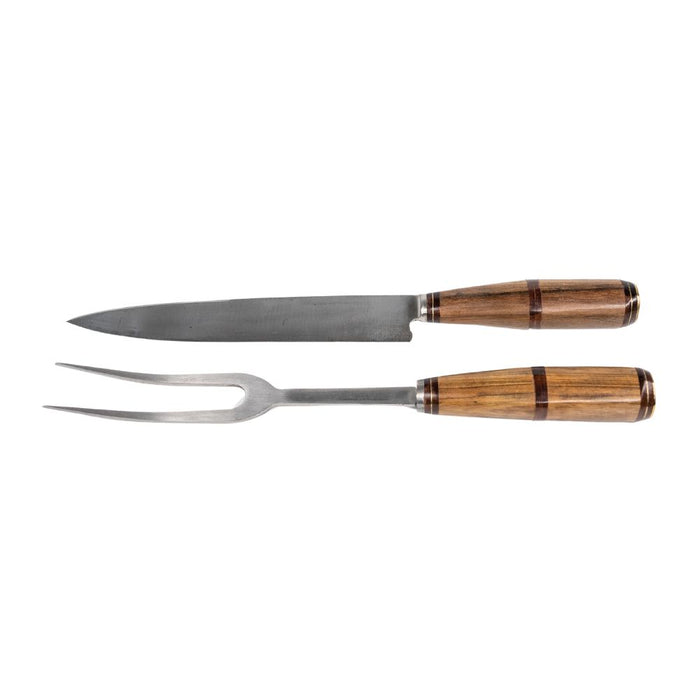 El Cedro BBQ 7.8" Knife & Fork Nickel Silver Wood Combined Set