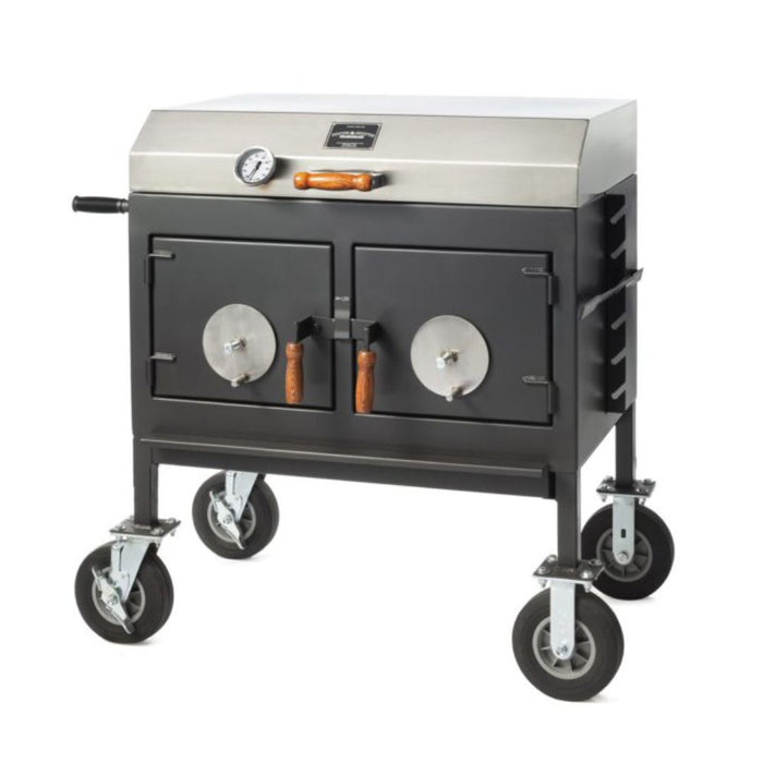 Pitts & Spitts 36 x 24 Adjustable Charcoal Grill - Flat Top