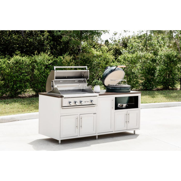 Challenger Designs Coastal Series GDK Outdoor Island with Delta Heat 32" Gas Grill & Large Egg, White Cabinet Color