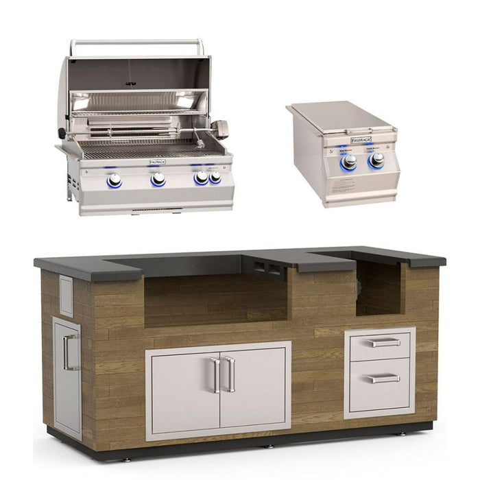 Fire Magic Reclaimed Wood 77-Inch Outdoor Kitchen Island Complete Bundle