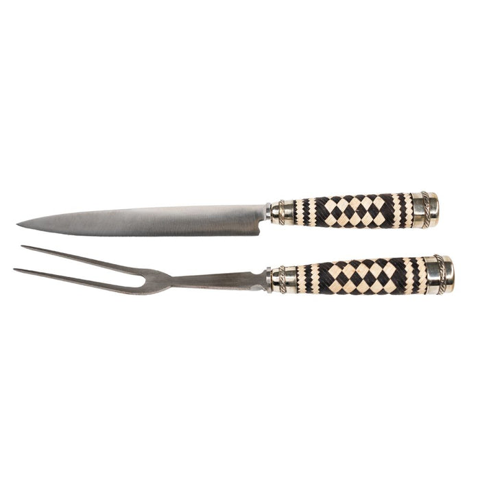 El Cedro BBQ 7.8" Knife & Fork Nickel Silver Braided Set