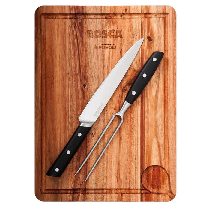 Bosca Cutting Borad, Knife & Fork BBQ Set