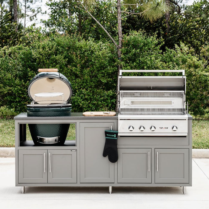 Challenger Designs Coastal Series KDG Outdoor Island with Delta Heat 32" Gas Grill & Large Egg, Grey Glimmer Cabinet Color