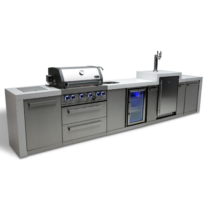 Mont Alpi MAi400-DKEGBEV Propane 4-Burner Deluxe Island with Kegerator & Beverage Center