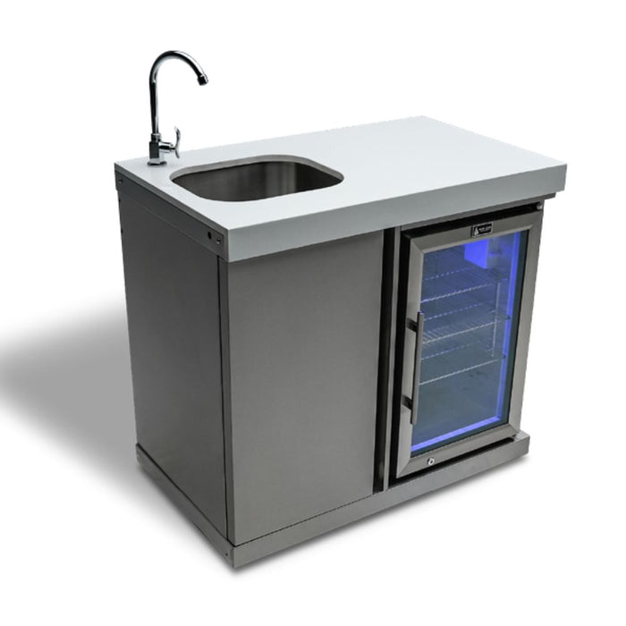 Mont Alpi MASF Stainless Steel Beverage Center Cabinet Module with Sink & Refrigerator