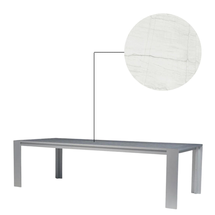 Pampa Living Calafate Dining table 116"x44"x30" Neo Mont Blank Silk