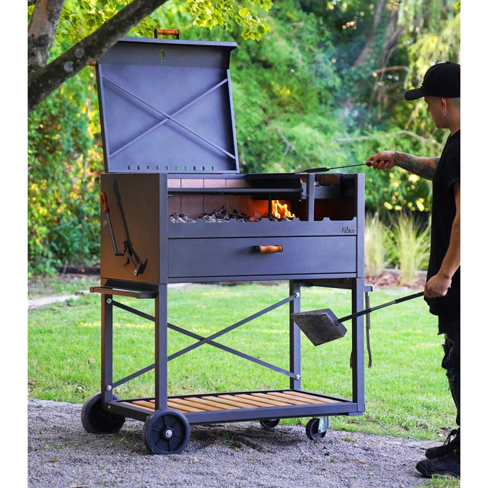 SPECIAL OFFER - Nuke Delta Freestanding Argentine Charcoal Grill 45 Inch with Free Smoker & 20lb Bag of Charcoal