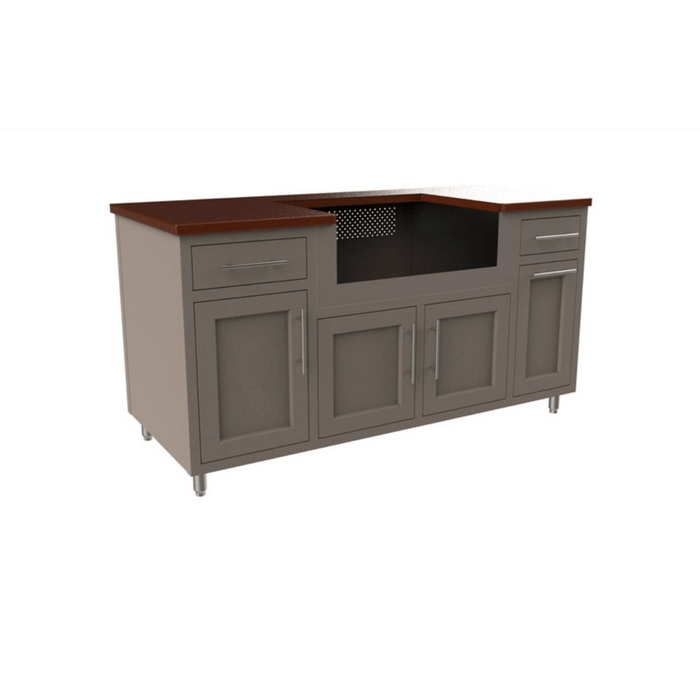 Challenger Designs Coastal 67.25 DDGW Powder Coated Aluminium Kitchen Island for 32 Inch Gas Grill