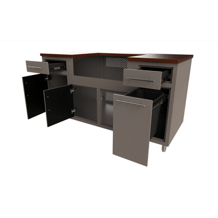 Challenger Designs Coastal 67.25 DDGW Powder Coated Aluminium Kitchen Island for 32 Inch Gas Grill