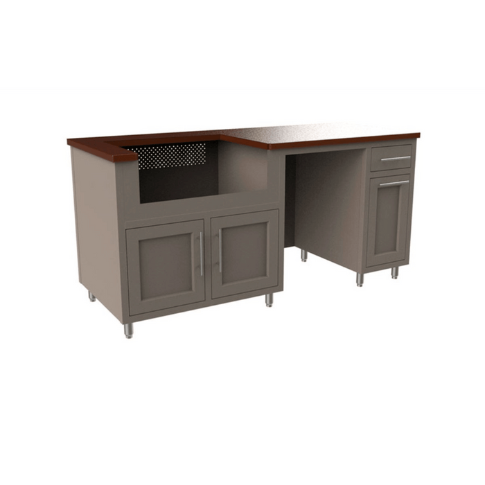 Challenger Designs Coastal 73.5 GRW Powder Coated Aluminium Kitchen Island for 32 Inch Gas Grill with Refrigerator Opening