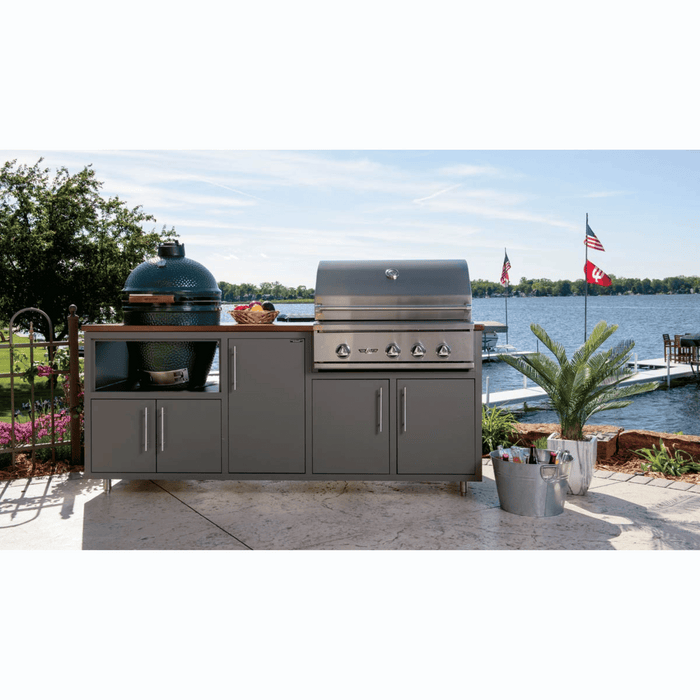 Challenger Designs Coastal 83-KDG Powder Coated Aluminum Kitchen Island for 32 Inch Grill & 26.5 Inch Ceramic Grill