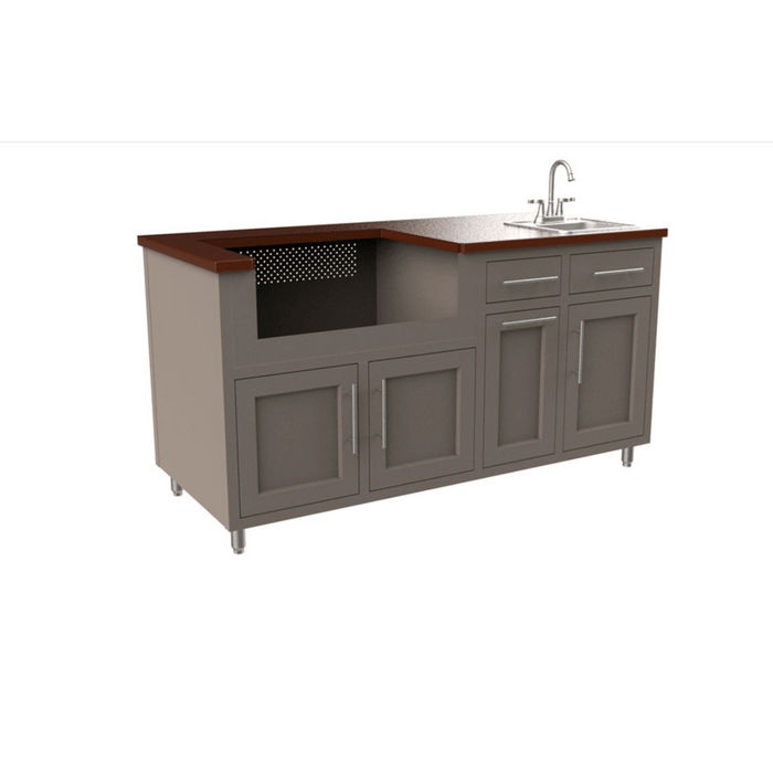 Challenger Designs Coastal 67.25 GWS Powder Coated Aluminum Kitchen Island for 32 Inch Gas Grill with Sink Base