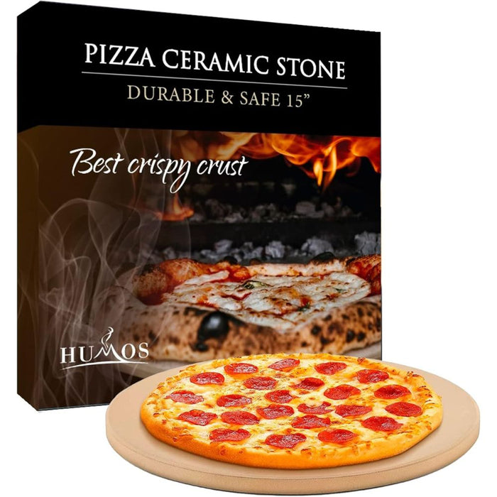 Humos 15-Inch Durable & Safe Round Pizza Ceramic Stone