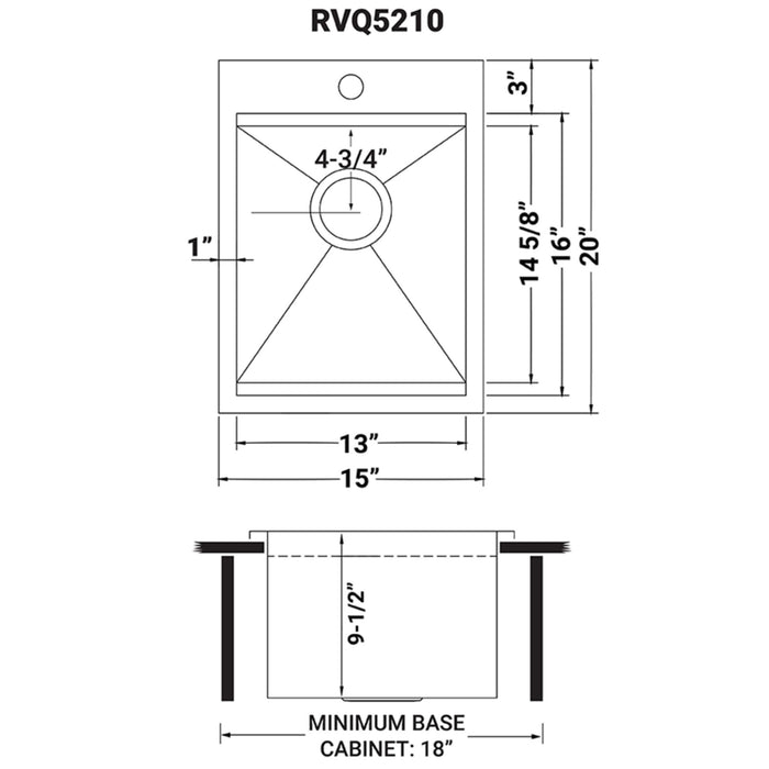 Ruvati Merino RVQ5210 15 x 20 inch Outdoor Sink Stainless Steel