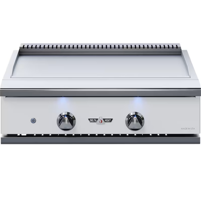 Delta Heat 32" Built-In Flat Top Griddle Teppanyaki Grill With White Control Panel