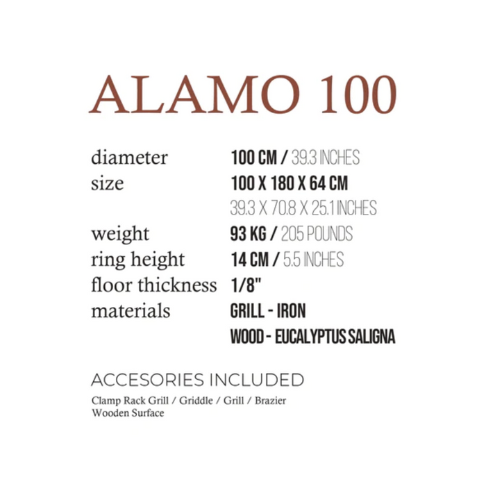 Fogues TX Alamo 100 Open Fire Argentine Wood and Charcoal Grill