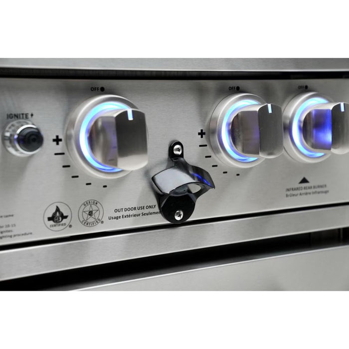 Mont Alpi MAi400-D90 Propane 4-Burner Deluxe Island with 90-Degree Corner