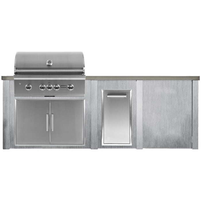 Heaven Outdoor 96-Inch Outdoor Kitchen Island with Trash Center & Plain Panel