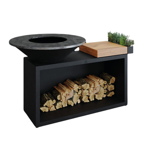 OFYR OIB-100-TW Black 100 Open Fire Grill Island w/ Teak Wood Cutting Board | Buy at GW STORE