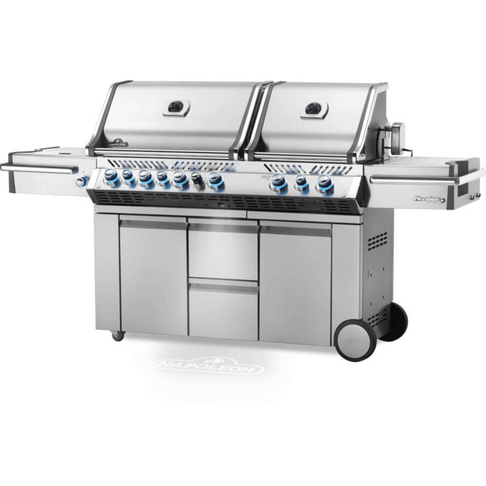 Napoleon Prestige PRO™ 825 RSBI Premium Freestanding Gas Grill with Power Side Burner, Infrared Rear & Bottom Burners with FREE Cover and Propane Tank
