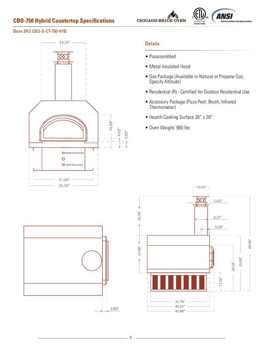 Chicago Brick Oven CBO-750 Countertop Residential Dual Fuel Pizza Oven