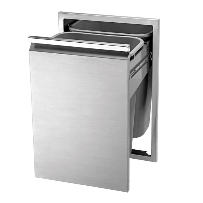Twin Eagles 18-Inch Roll-Out Stainless Steel Double Trash Drawer / Recycling Bin