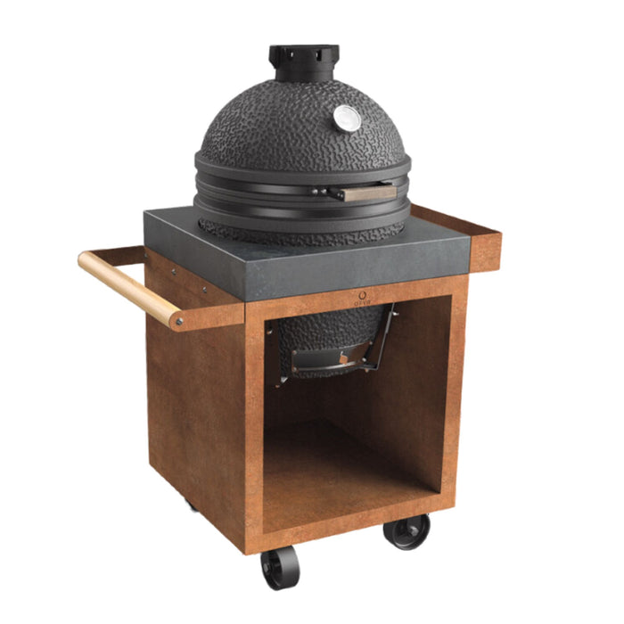 OFYR Corten Steel 65 Pro Kamado Table for The Bastard w/ Concrete Worktop