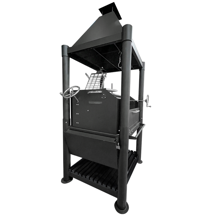 Tagwood BBQ02SIB Premium Freestanding Black Santa Maria Argentine Grill - "The Beast" | GW STORE