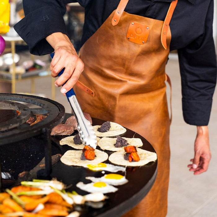 OFYR OI-85-CD Corten 85 Open Fire Grill Island w/ Ceramic Dark Grey Cutting Board