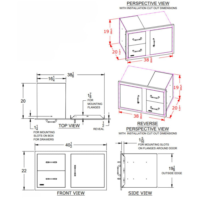 Bull 55890 38-Inch Stainless Steel Access Door & Double Drawer Combo w/ Reveal | Buy at GW STORE