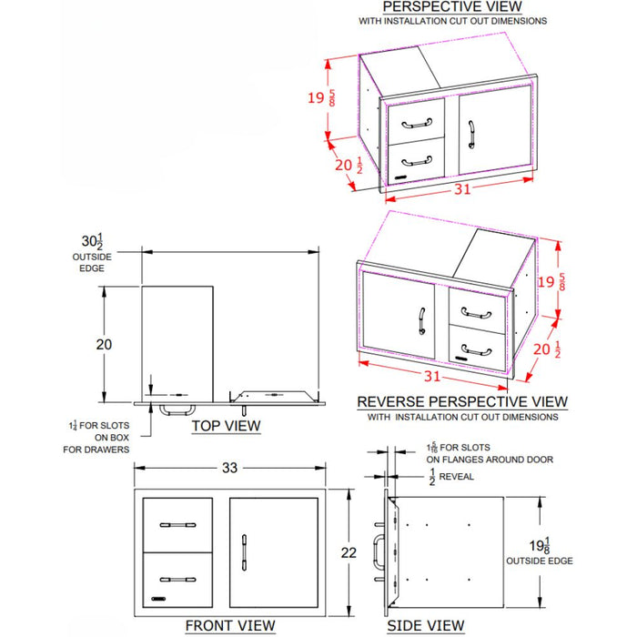 Bull 25890 30-Inch Stainless Steel Access Door & Double Drawer Combo W/ Reveal | Buy at GW STORE