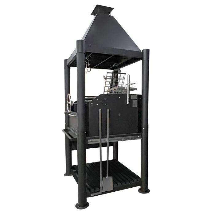 Tagwood BBQ02SIB Premium Freestanding Black Santa Maria Argentine Grill - "The Beast" | GW STORE