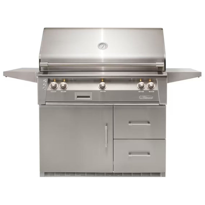 Alfresco 42-Inch Stainless Steel Freestanding Gas Grill w/ Rotisserie & Refrigerated Cart