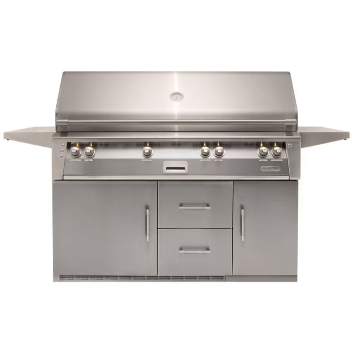 Alfresco 56-Inch Stainless Steel Freestanding Gas Grill w/ Refrigerated Cart, Rotisserie & Sear Zone