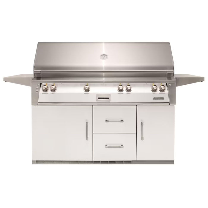 Alfresco 56-Inch Stainless Steel Freestanding Gas Grill w/ Refrigerated Cart, Rotisserie & Sear Zone