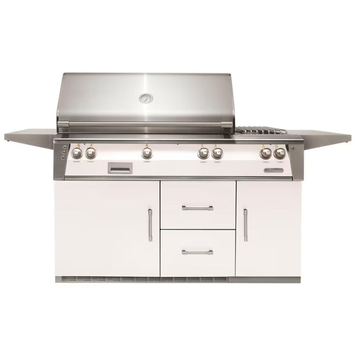 Alfresco 56-Inch Stainless Steel Freestanding Gas Grill w/ Refrigerated Cart, Rotisserie & Side Burner