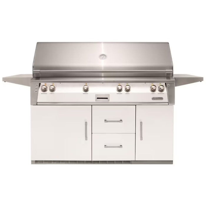 Alfresco 56-Inch Stainless Steel Freestanding Gas Grill w/ Refrigerated Cart, Rotisserie & Sear Zone