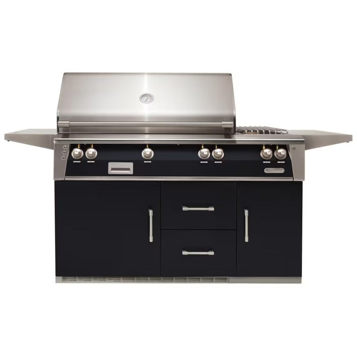 Alfresco 56-Inch Stainless Steel Freestanding Gas Grill w/ Refrigerated Cart, Rotisserie, Sear Zone & Side Burner