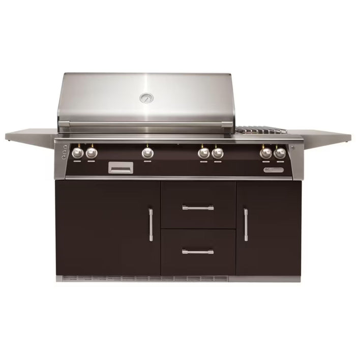 Alfresco 56-Inch Stainless Steel Freestanding Gas Grill w/ Refrigerated Cart, Rotisserie & Side Burner