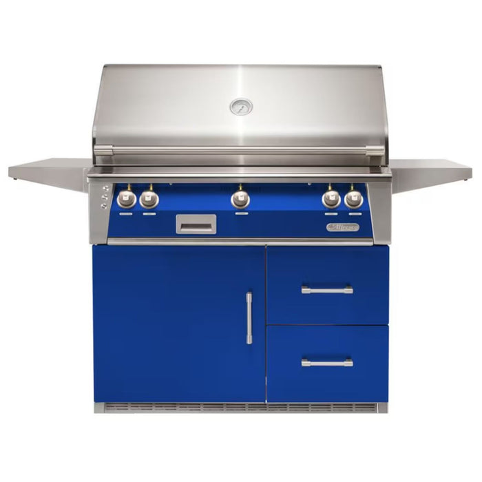 Alfresco 42-Inch Stainless Steel Freestanding Gas Grill w/ Refrigerated Cart, Rotisserie & Sear Zone