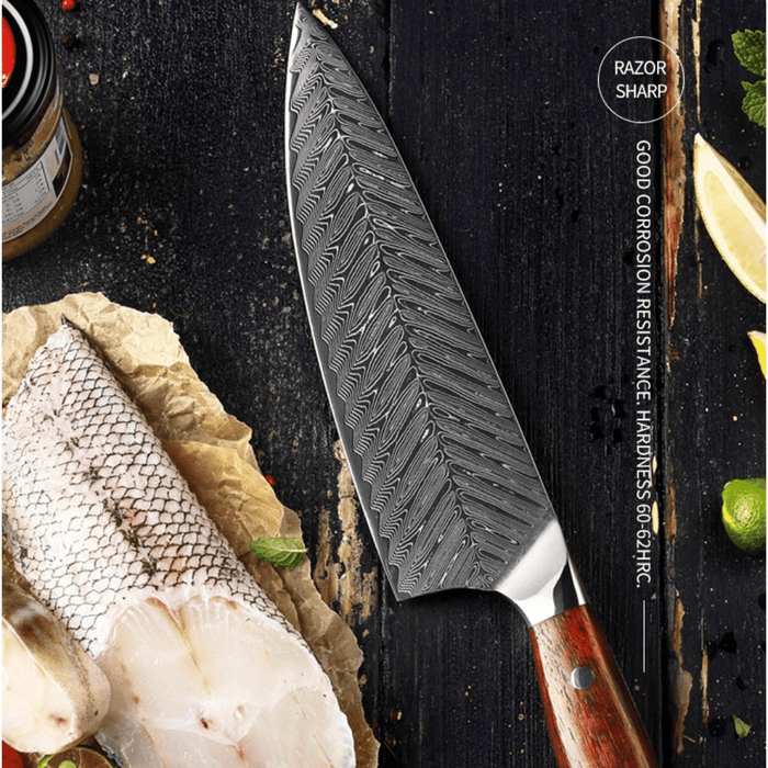 Luxury Damascus Chef Knife VG10 Japanese Damascus Steel - Limited Edition Rosewood