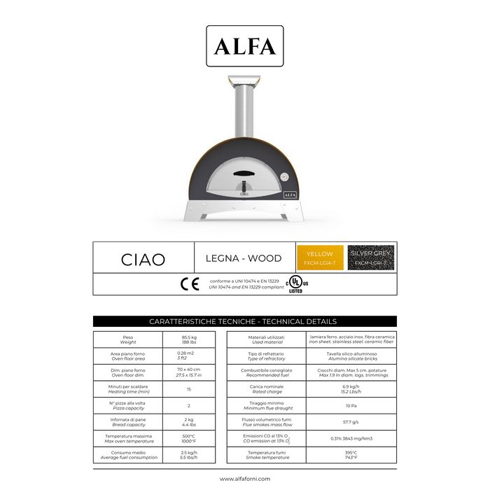 Alfa Ciao 27-Inch Wood-fired Oven