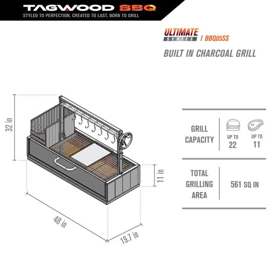 TAGWOOD BBQ BUILT IN GRILL