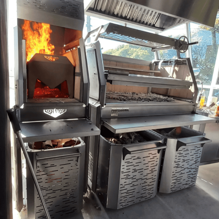 Fuego Criollo Professional Grill (4 Sections) Freestanding Argentine Charcoal Grill