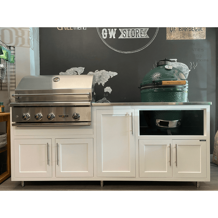 Challenger Designs White Coastal Outdoor Kitchen Package with Delta Heat 32" Grill and Large Egg Base
